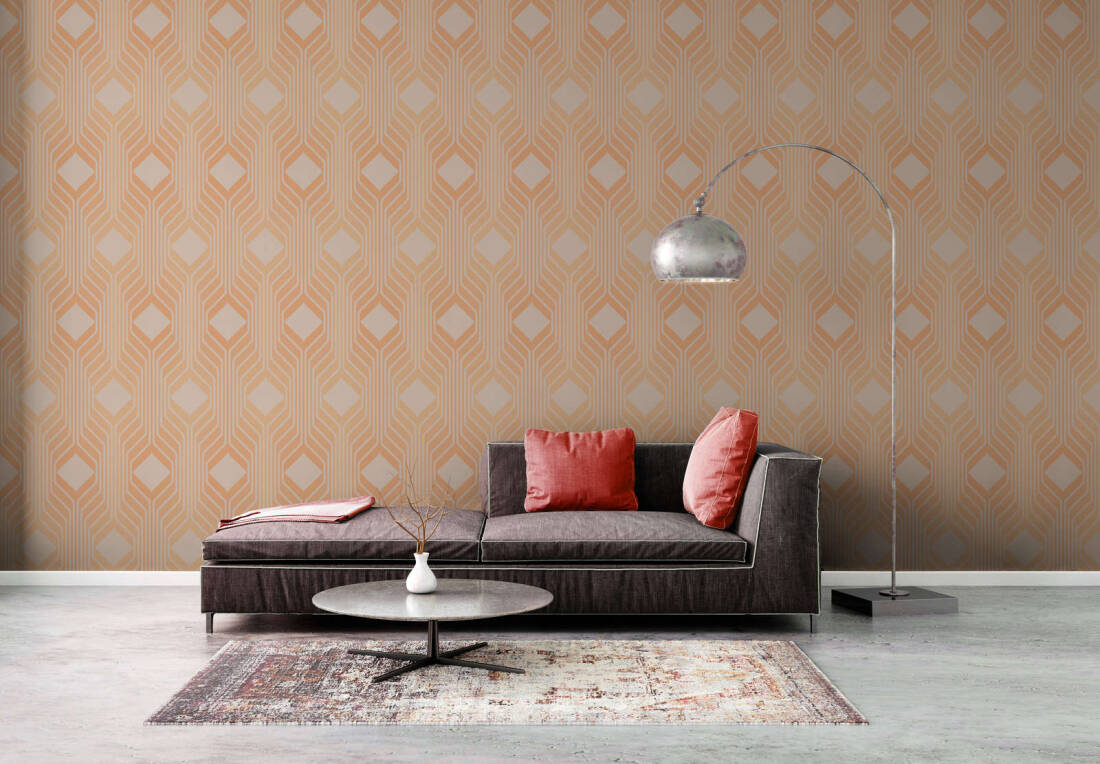 Deco Retro Wallpaper - Orange