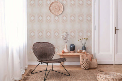 Deco Retro Wallpaper - Pearl White