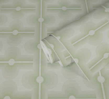 Retro Mesopotamia Wallpaper - Sage Green