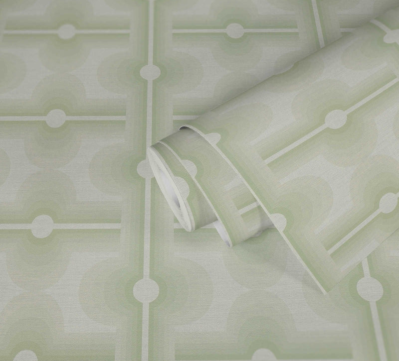 Retro Mesopotamia Wallpaper - Sage Green