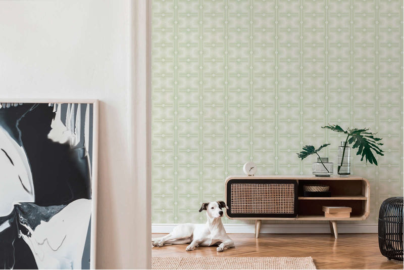 Retro Mesopotamia Wallpaper - Sage Green