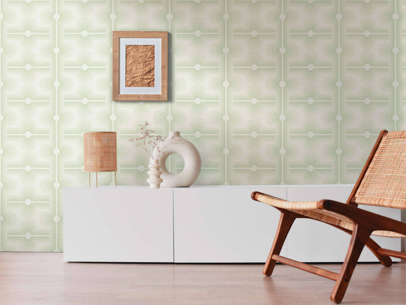 Retro Mesopotamia Wallpaper - Sage Green