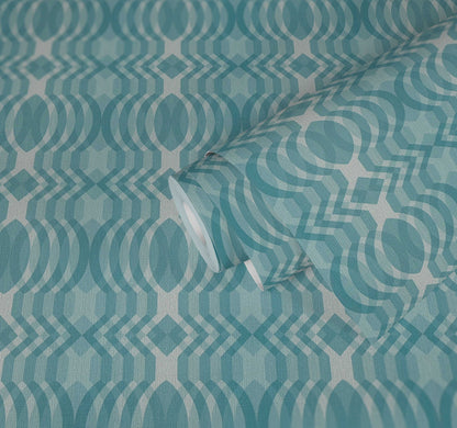 Seeing Double Retro Wallpaper - Blue