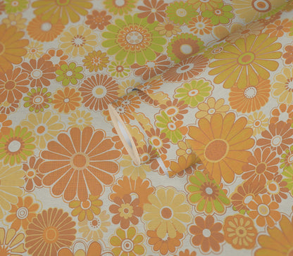 Retro Flowers Wallpaper - Yellow