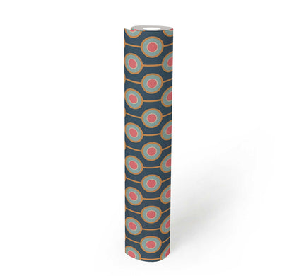 Vintage Dotted Wallpaper - Blue/Pink