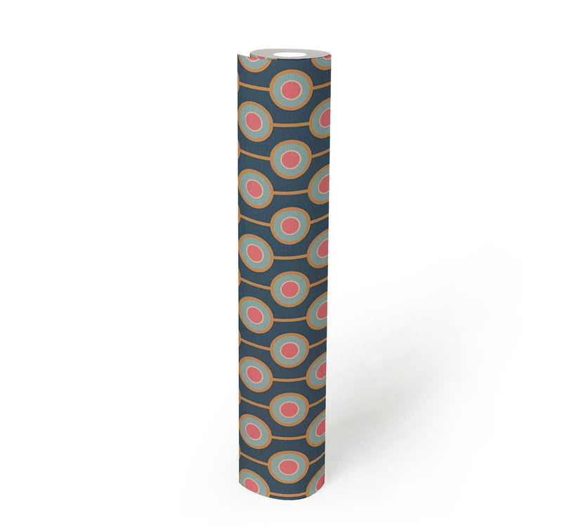 Vintage Dotted Wallpaper - Blue/Pink