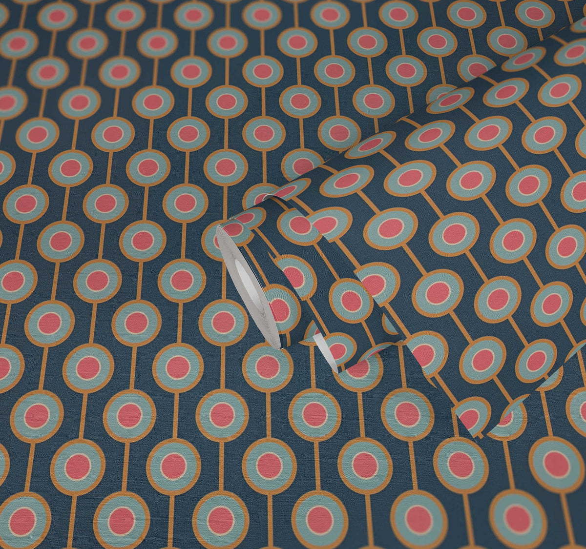 Vintage Dotted Wallpaper - Blue/Pink