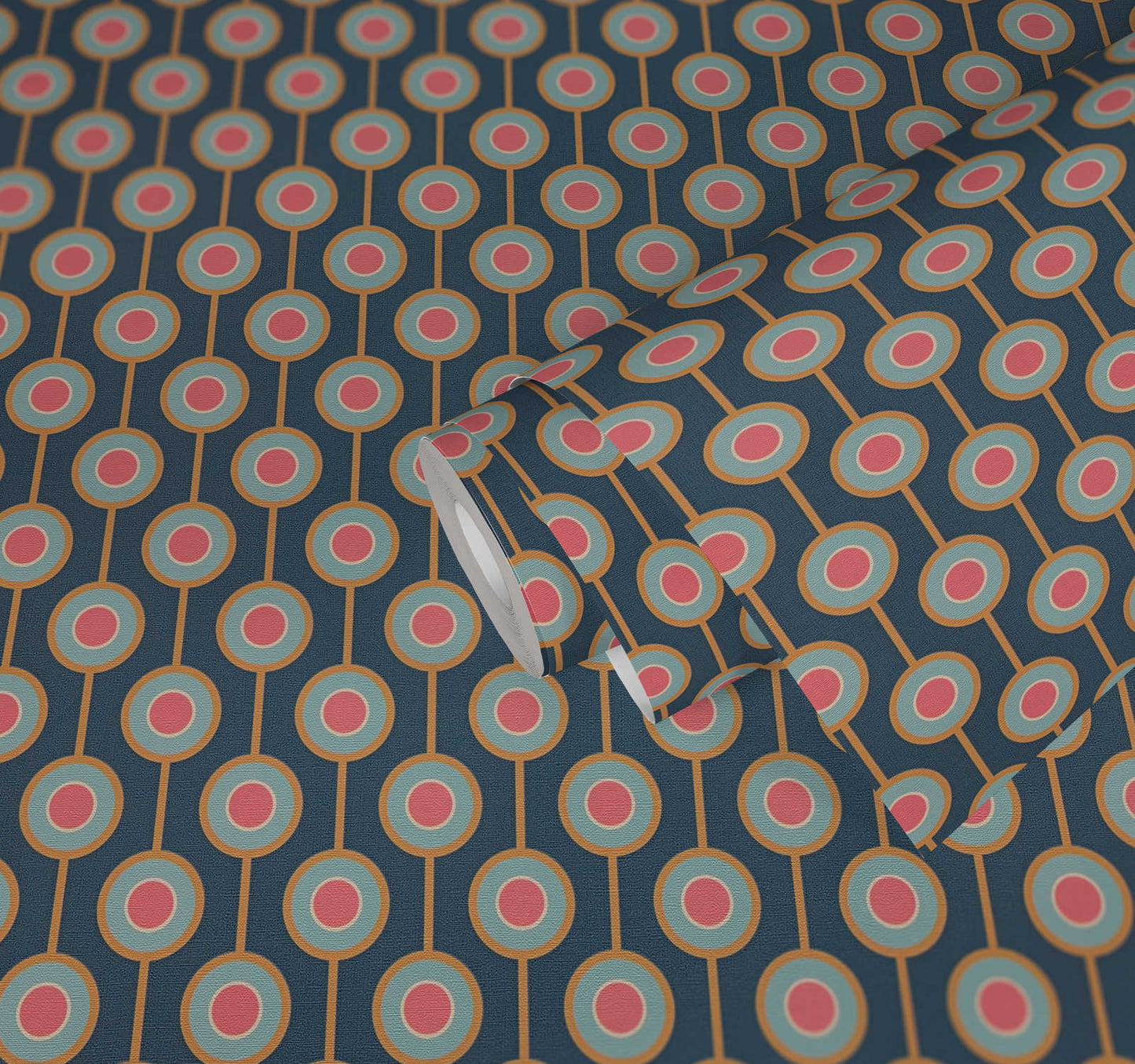 Vintage Dotted Wallpaper - Blue/Pink