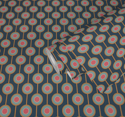 Vintage Dotted Wallpaper - Blue/Pink