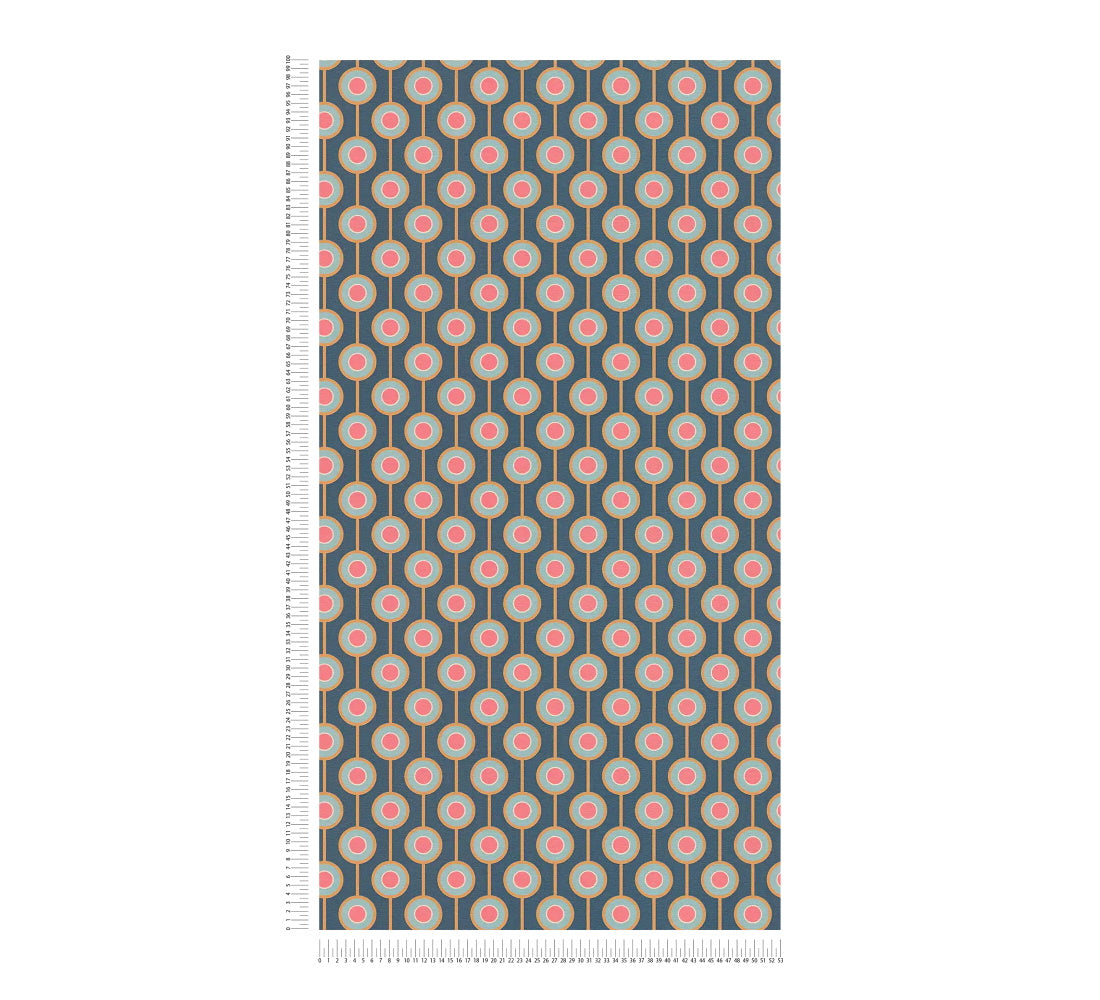 Vintage Dotted Wallpaper - Blue/Pink