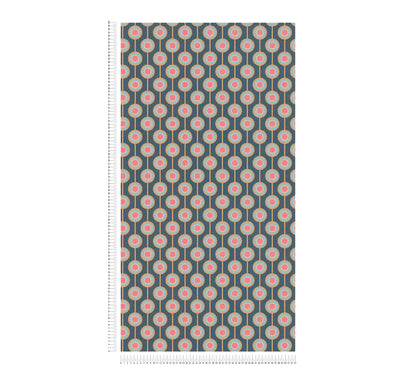 Vintage Dotted Wallpaper - Blue/Pink