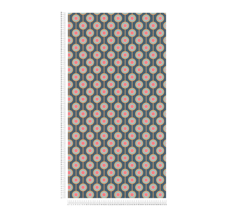 Vintage Dotted Wallpaper - Blue/Pink