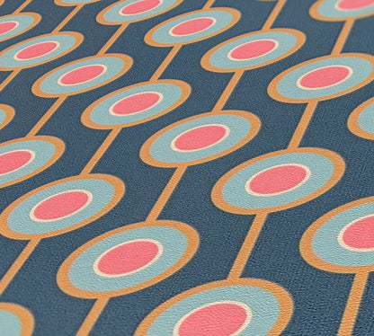 Vintage Dotted Wallpaper - Blue/Pink