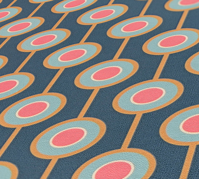 Vintage Dotted Wallpaper - Blue/Pink