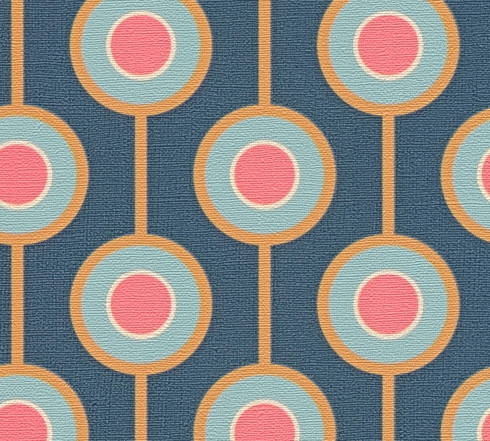 Vintage Dotted Wallpaper - Blue/Pink
