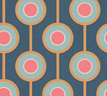 Vintage Dotted Wallpaper - Blue/Pink