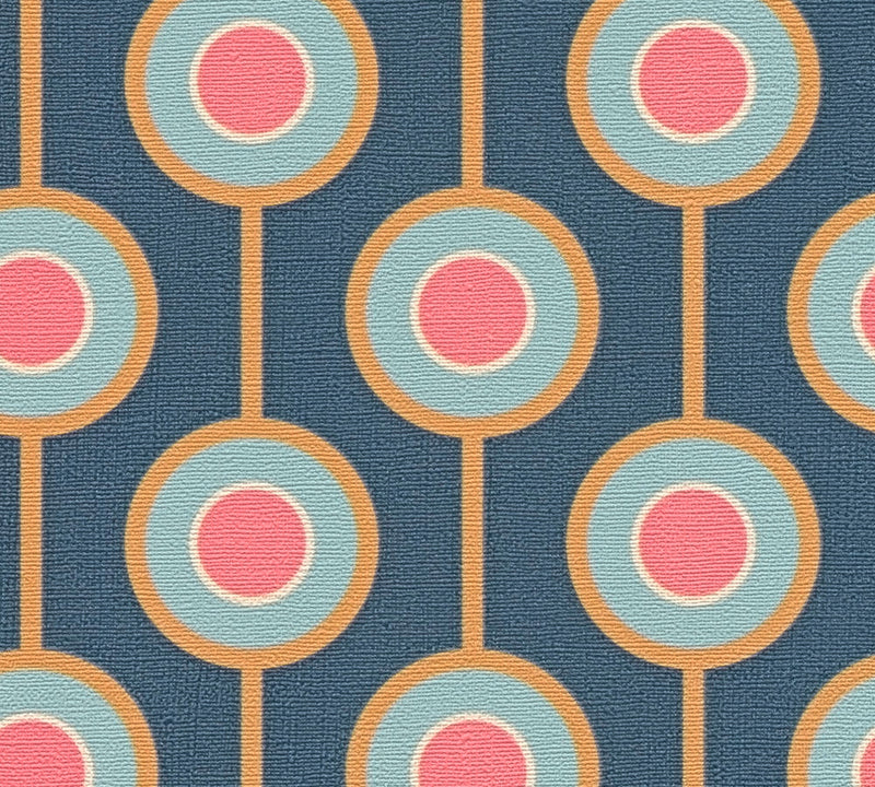 Vintage Dotted Wallpaper - Blue/Pink
