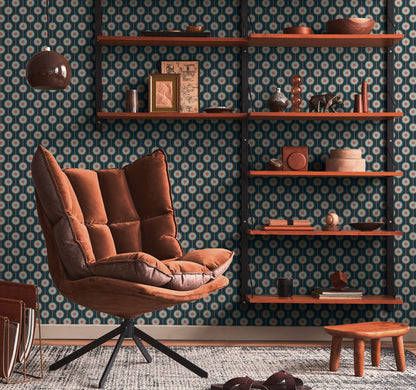 Vintage Dotted Wallpaper - Blue/Pink