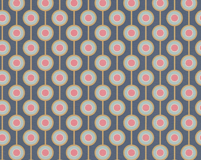 Sample - Vintage Dotted Wallpaper - Blue/Pink