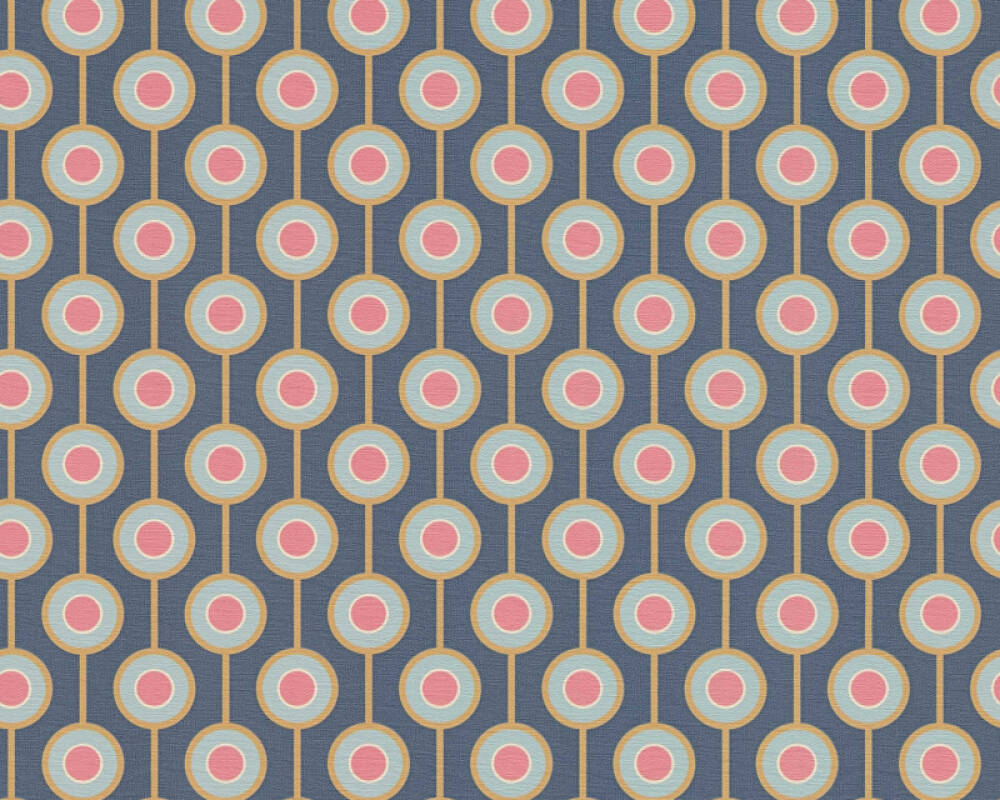 Vintage Dotted Wallpaper - Blue/Pink