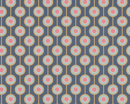 Vintage Dotted Wallpaper - Blue/Pink