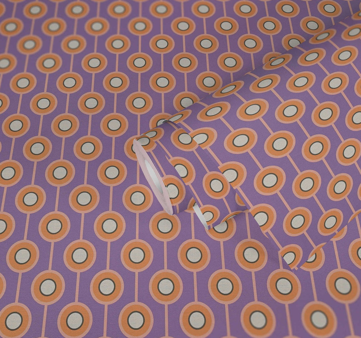 Vintage Dotted Wallpaper - Purple/Yellow Green