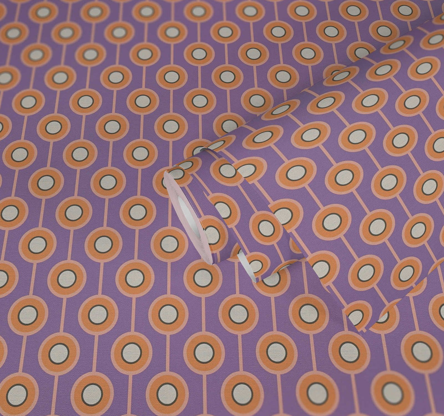 Vintage Dotted Wallpaper - Purple/Yellow Green