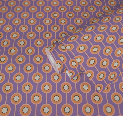 Vintage Dotted Wallpaper - Purple/Yellow Green