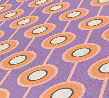 Vintage Dotted Wallpaper - Purple/Yellow Green