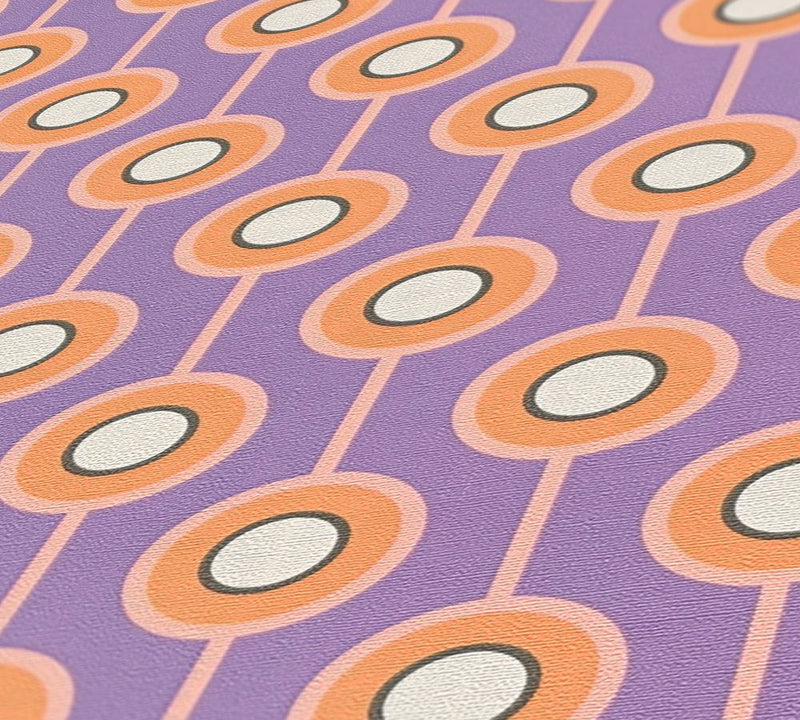 Vintage Dotted Wallpaper - Purple/Yellow Green