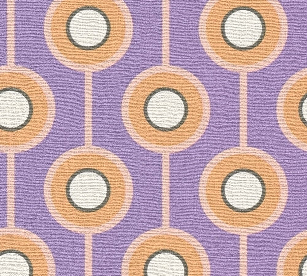 Vintage Dotted Wallpaper - Purple/Yellow Green