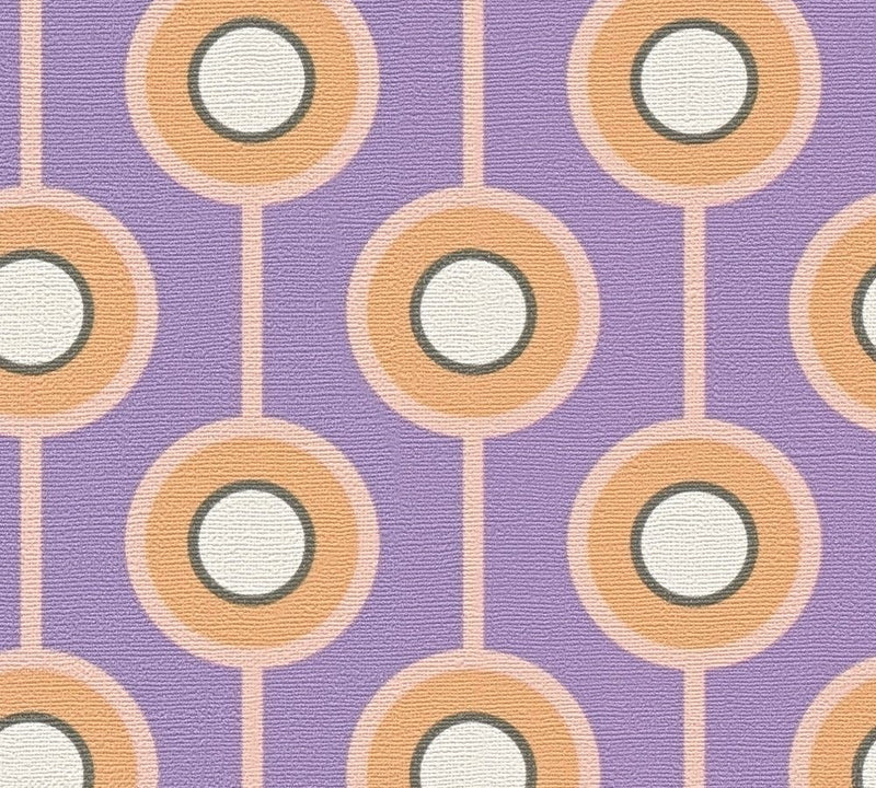 Vintage Dotted Wallpaper - Purple/Yellow Green