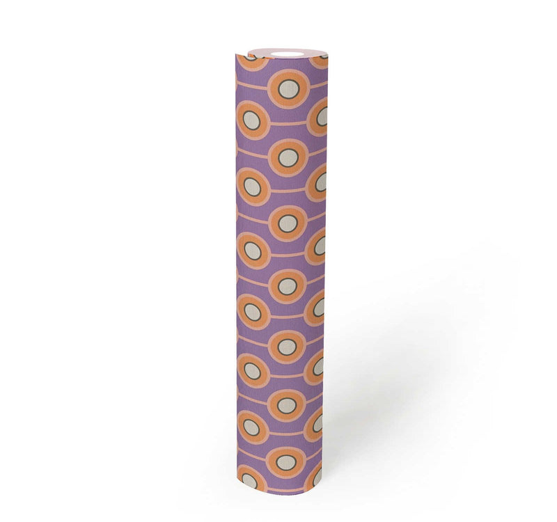 Vintage Dotted Wallpaper - Purple/Yellow Green