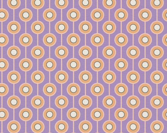Vintage Dotted Wallpaper - Purple/Yellow Green