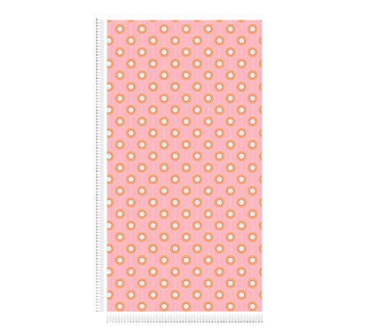 Vintage Dotted Wallpaper - Pink/Yellow Green