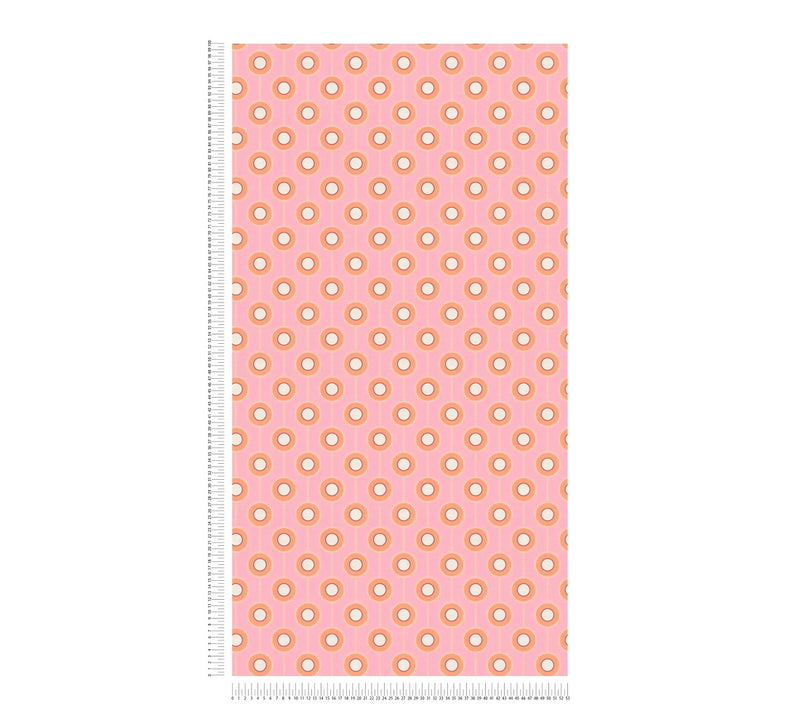 Vintage Dotted Wallpaper - Pink/Yellow Green