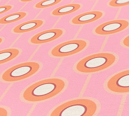 Vintage Dotted Wallpaper - Pink/Yellow Green