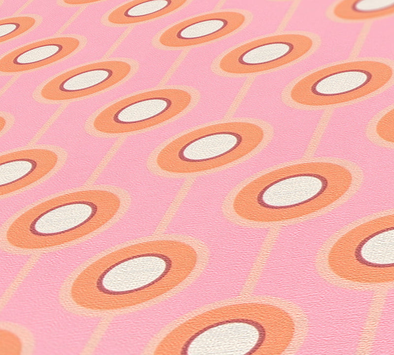 Vintage Dotted Wallpaper - Pink/Yellow Green