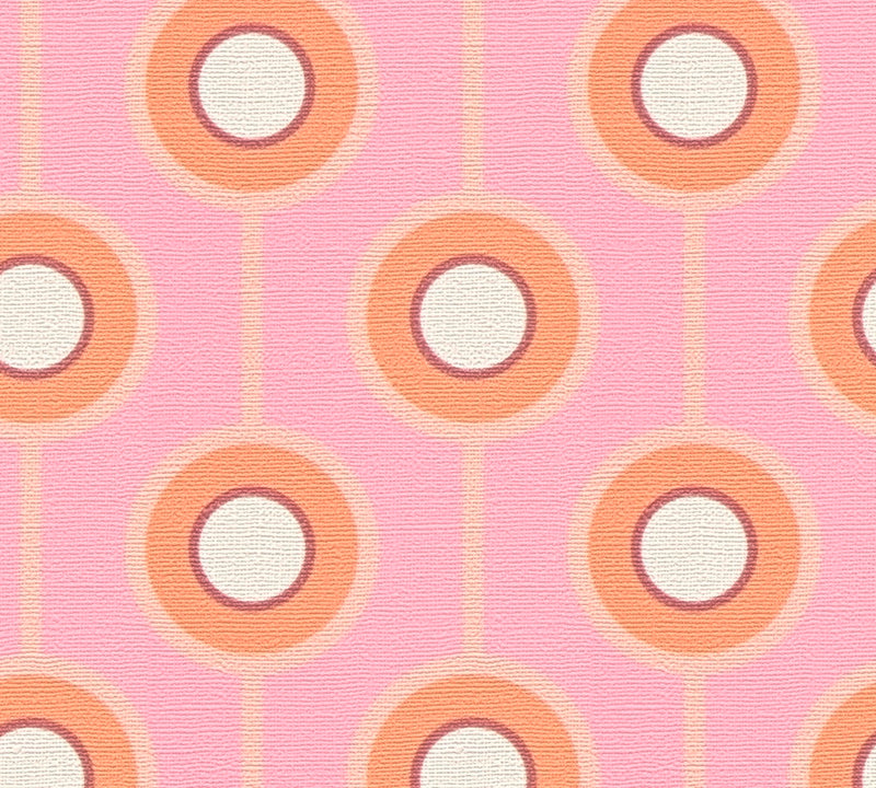 Vintage Dotted Wallpaper - Pink/Yellow Green