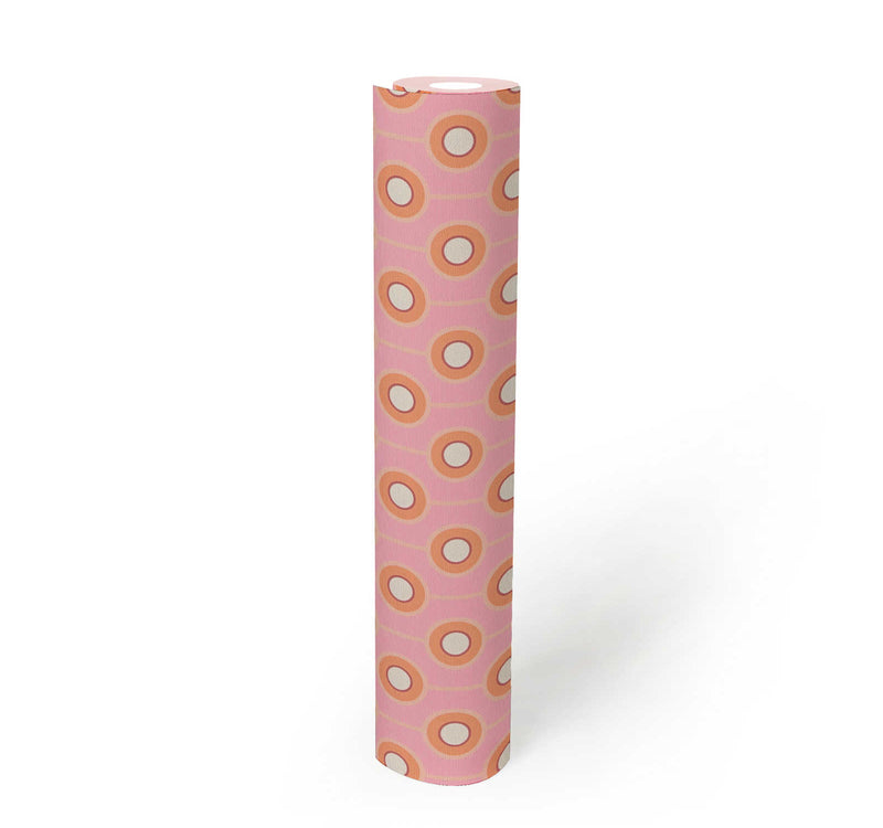 Vintage Dotted Wallpaper - Pink/Yellow Green