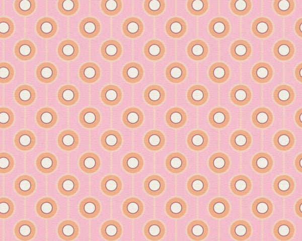 Sample - Vintage Dotted Wallpaper - Pink/Yellow Green