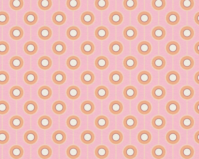 Sample - Vintage Dotted Wallpaper - Pink/Yellow Green