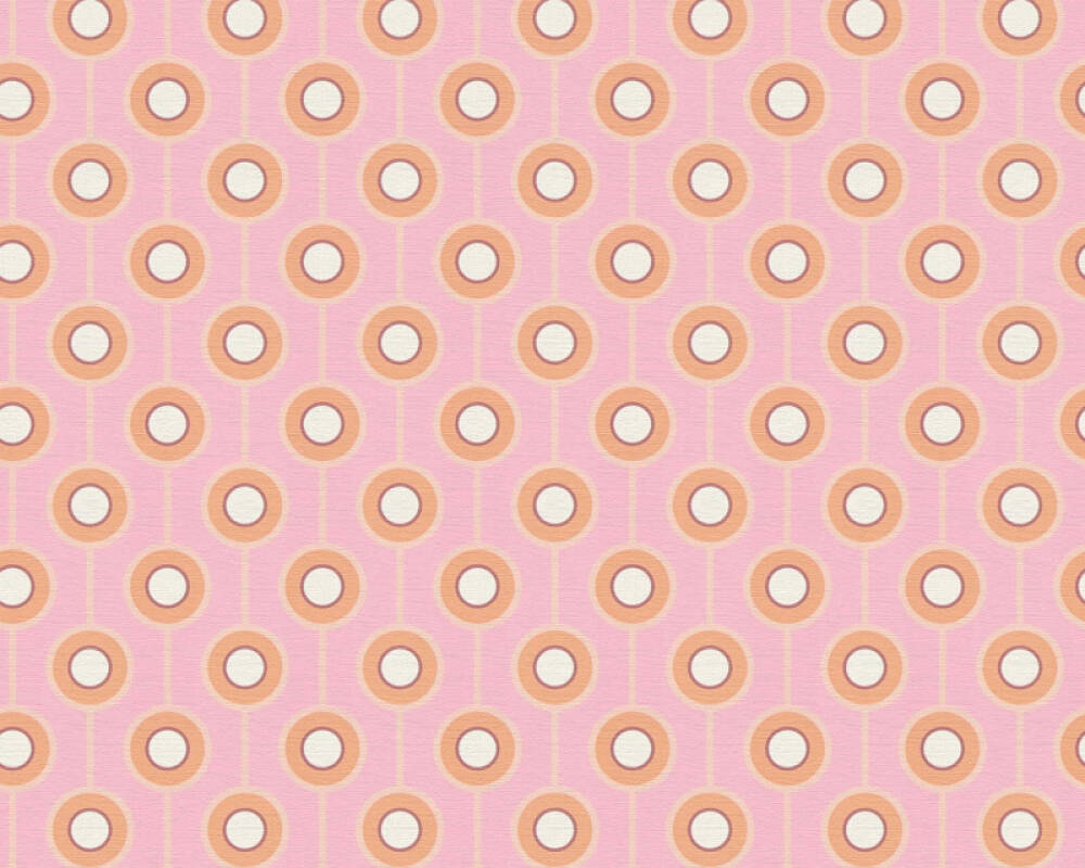 Vintage Dotted Wallpaper - Pink/Yellow Green