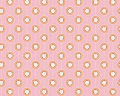 Vintage Dotted Wallpaper - Pink/Yellow Green
