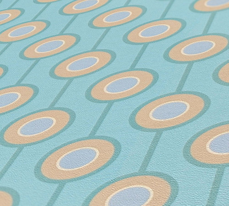Vintage Dotted Wallpaper - Blue/Beige