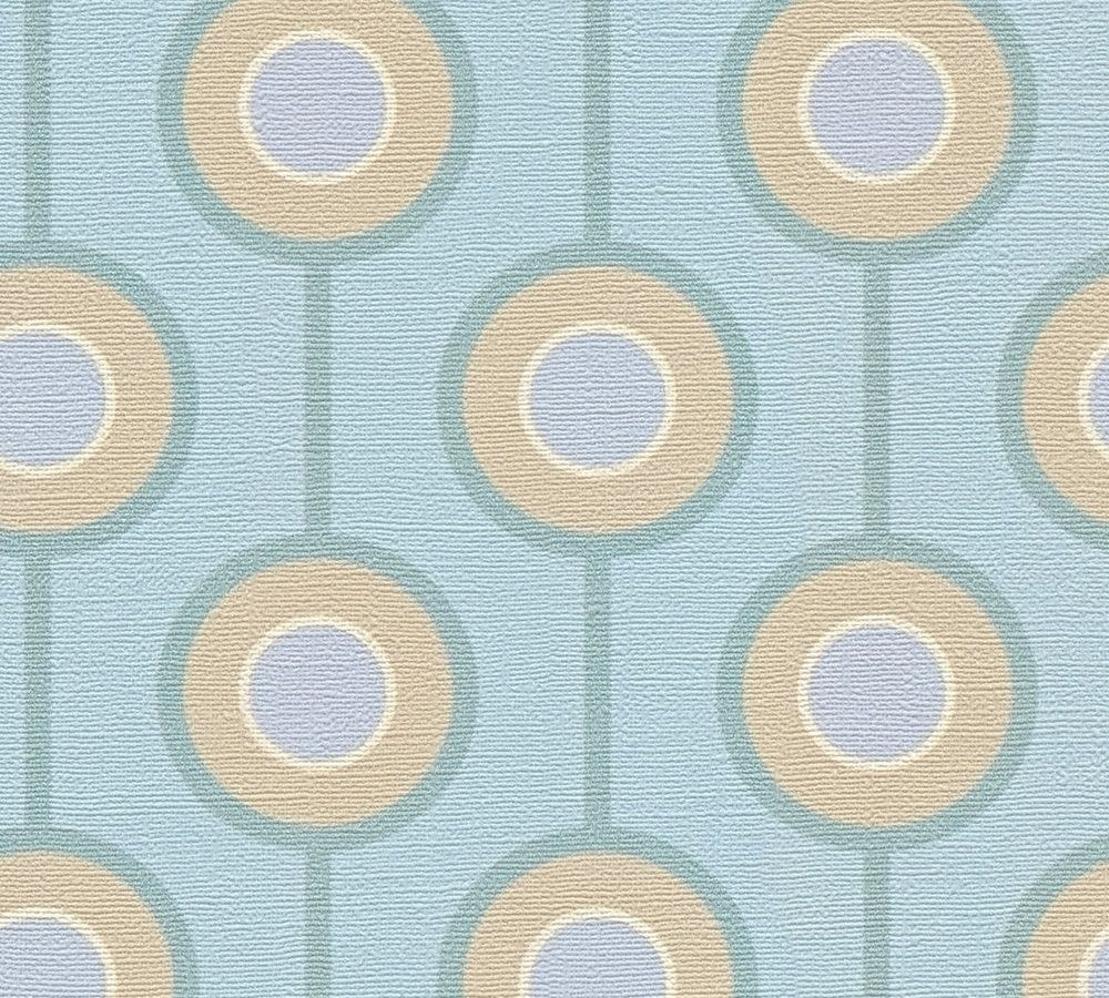 Vintage Dotted Wallpaper - Blue/Beige
