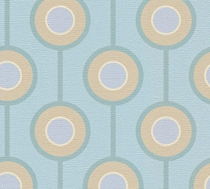 Vintage Dotted Wallpaper - Blue/Beige