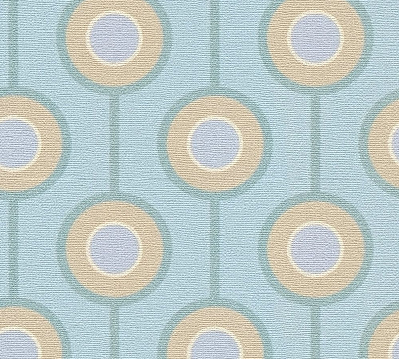 Vintage Dotted Wallpaper - Blue/Beige