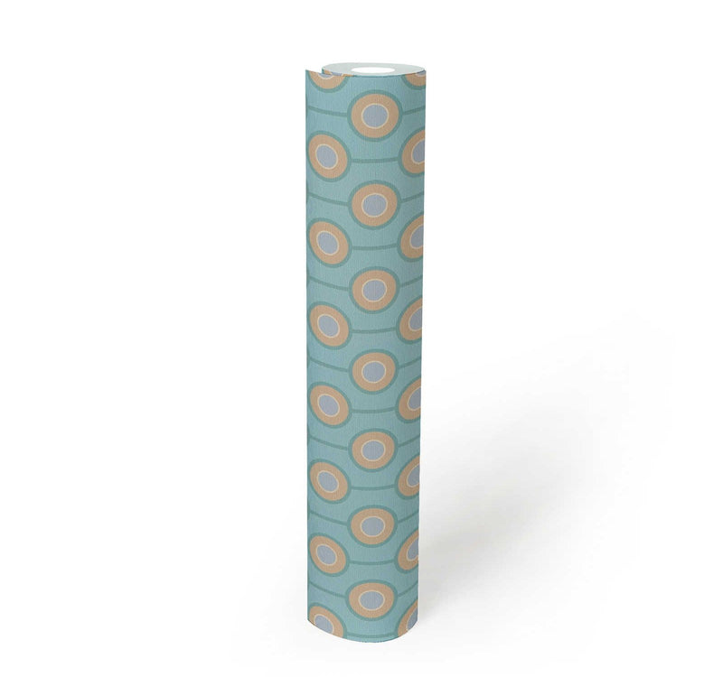 Vintage Dotted Wallpaper - Blue/Beige