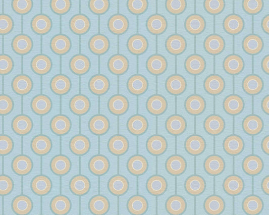 Vintage Dotted Wallpaper - Blue/Beige